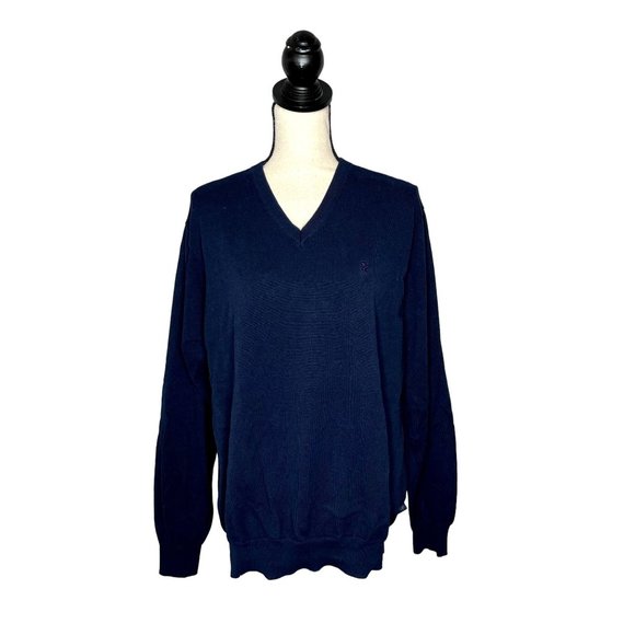 Izod Other - IZOD Navy Blue Long Sleeve V-Neck Cotton Pullover Sweater Size L